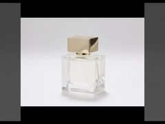 ขวดน้ำหอมแก้วใสทรงสี่เหลี่ยมหรูหราขายส่ง พร้อมฝาสีทอง